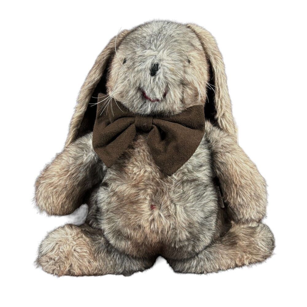 Vintage Ms. Noah Hare Plush Bunny Rabbit Gray Brown Floppy Ears Easter Rare